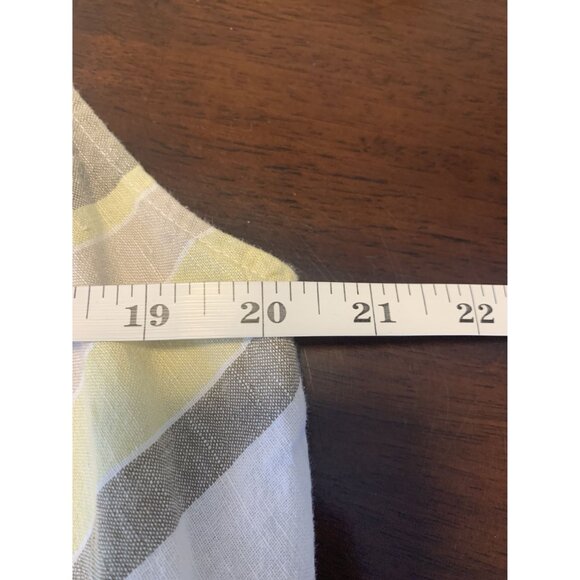 Liz Claiborne Linen Strip Coastal Grandma Midi Dress Size L Chevron - Picture 5 of 8